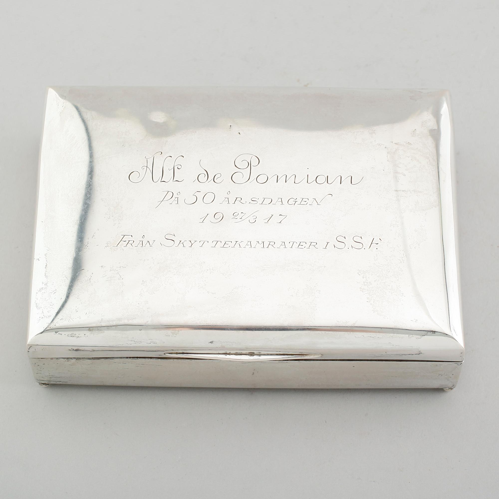 CIGARRLÅDA, silver, svenska stämplar, 1915.