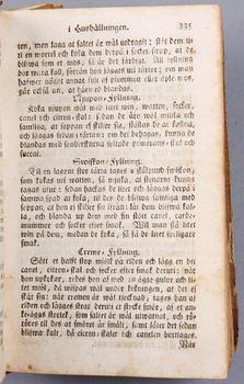 BOK, "Hjelpreda i hushållningen för unga fruentimmer samt tilökt med en färgbok och et bihang" Cajsa Warg 1790.