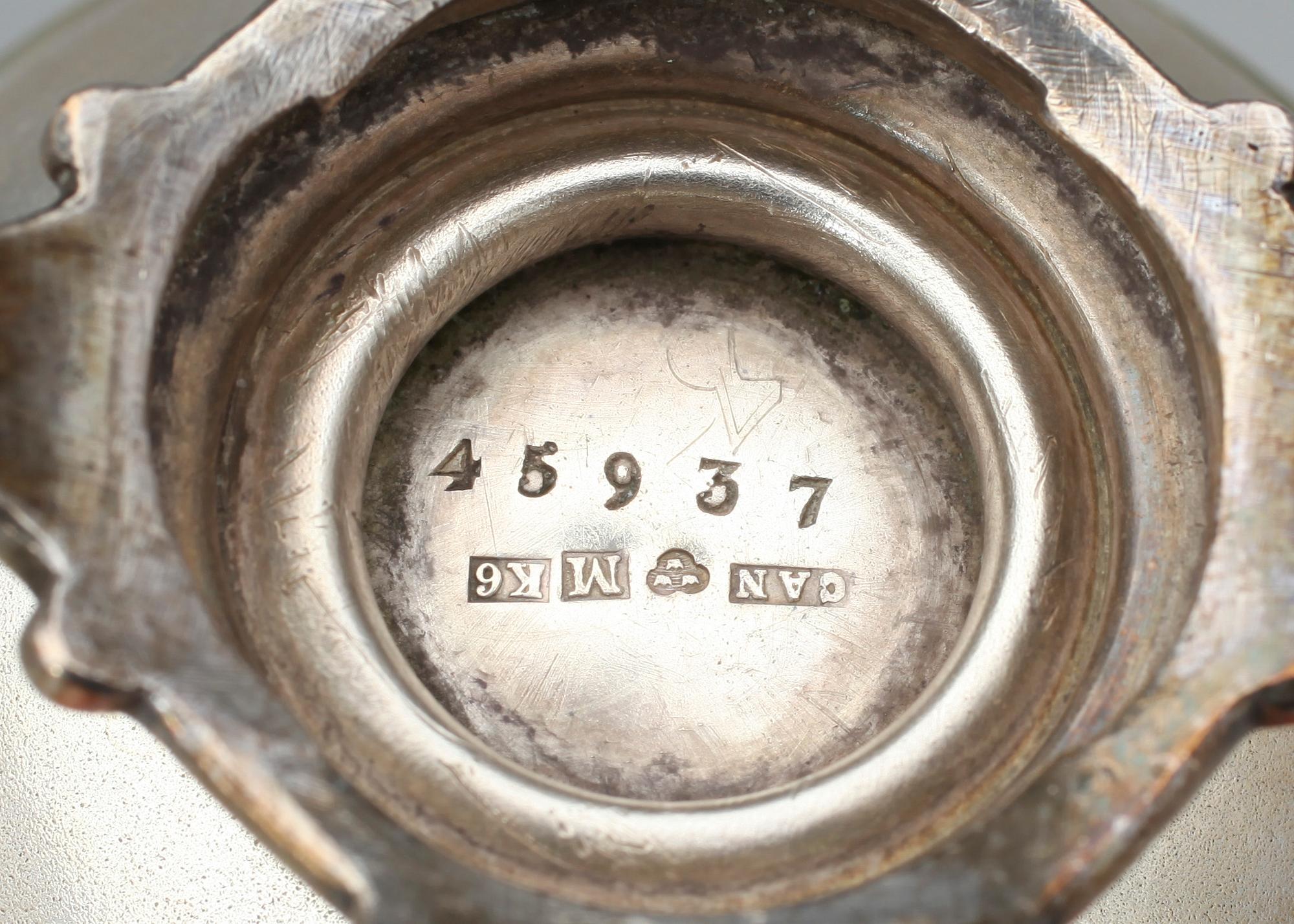 KAFFESERVIS, 3 delar silver, nyrenässans, Carl August Nilsson Malmö 1888, totalvikt 770 gr.