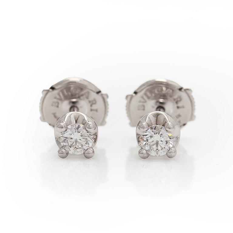 Bulgari, a pair of 18K white gold 'Corona' earrings with brilliant-cut diamonds.