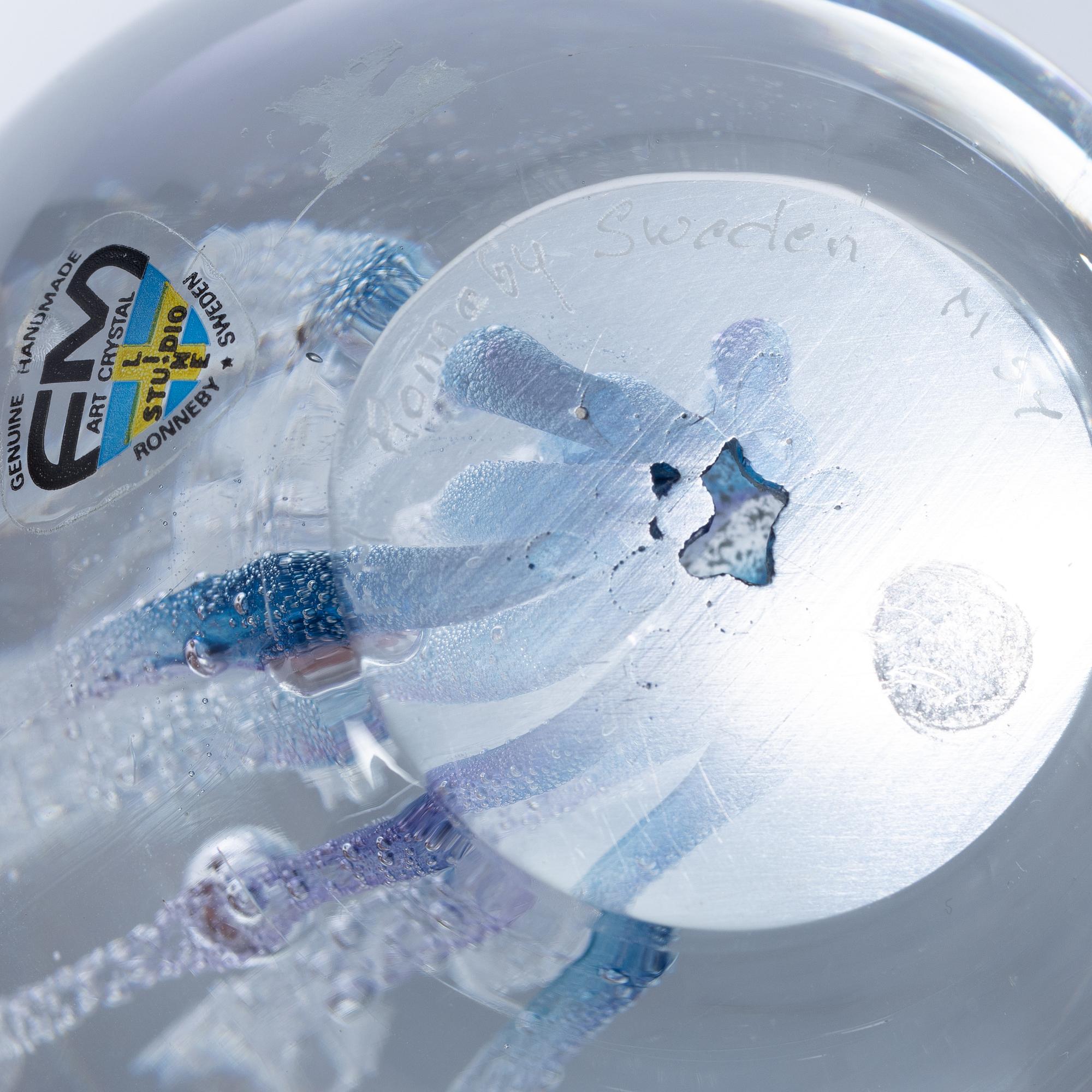 Six glass paperweights, including Robert Eickholt, USA, 1985, & Caithness of Scotland.