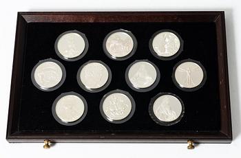 Schatull med medaljer silver 925/1000. "Mästaren och geniet Leonardo da Vinci". Franklin Mint 1970-tal.