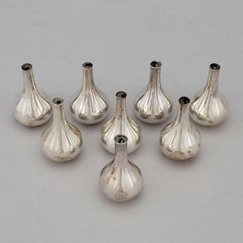 FOUR PAIRS OF PLATE CANDLESTICKS by J H Quistgaard, Dansk Designs, Denmark, 1960's.