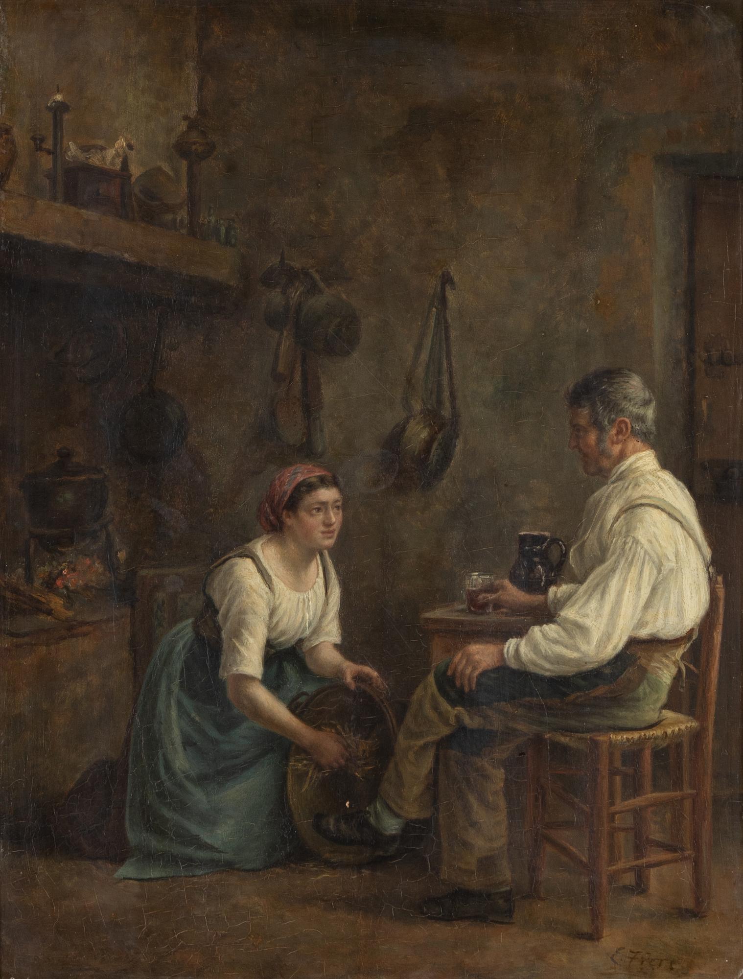 Pierre Edouard Frere, attributed to, oil on panel.