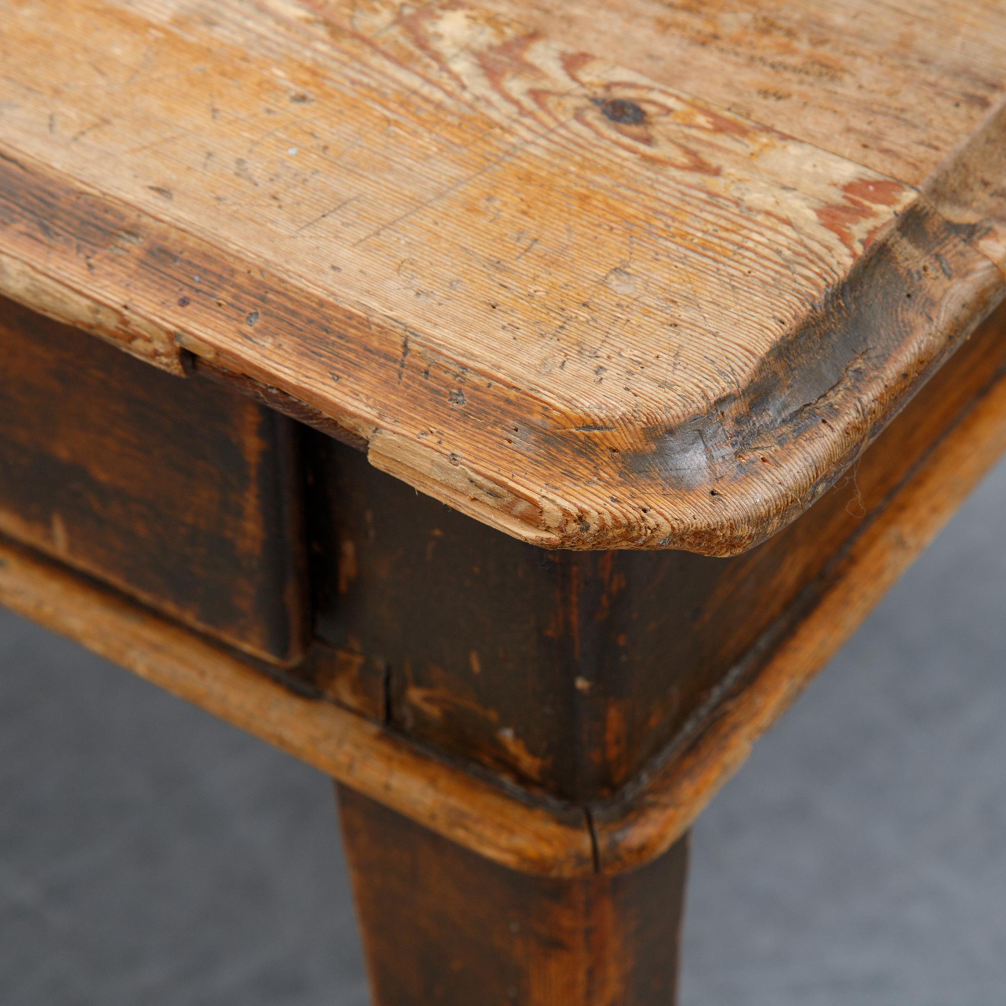 A painted pine table, 19th Century.