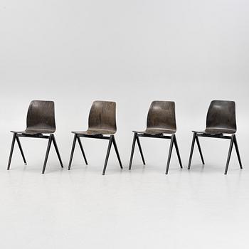 Galvanitas Pagholz, four "S 22" stackable chairs, The Neatherlands, 1960's.