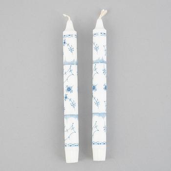 A pair of 'Blue Fluted Full Lace' porcelain candle sticks, Royal Copenhagen, model 1138, 1974-78.