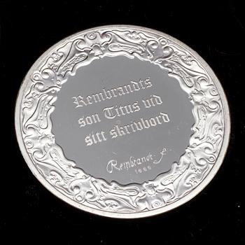 MEDALJER, 50 st, sterlingsilver, "Rembrandt i silver", Franklin Mint AB, 1970-tal.