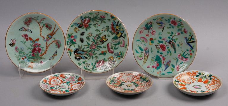 TALLRIKAR, 6 st, porslin, Kina, 1800-tal.