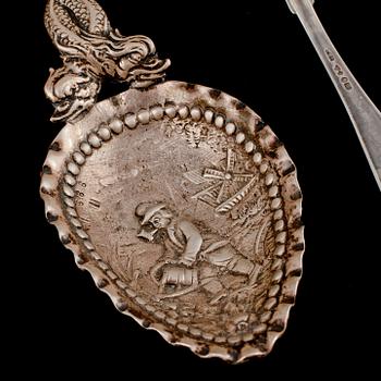 PARTI SILVER, 49 delar, silver, 1800/1900-tal. Vikt 1360 g.