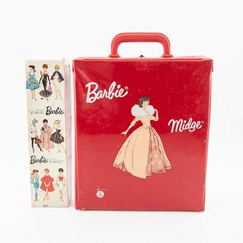 Barbie, docka, vintage "Ponytail" med diverse kläder och accessoarer, garderob och box, Mattel 1960.