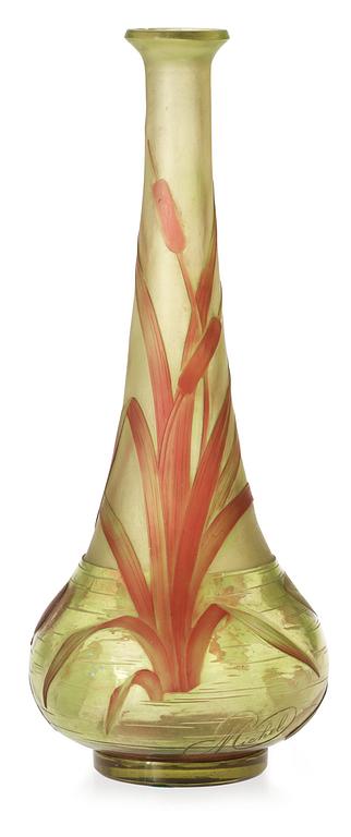 An Eugène Michel Art Nouveau cameo glass vase, France.