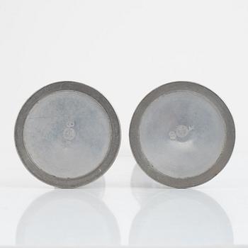 Josef Frank, a pair of pewter candlesticks, Svenskt Tenn, Stockholm 1960.