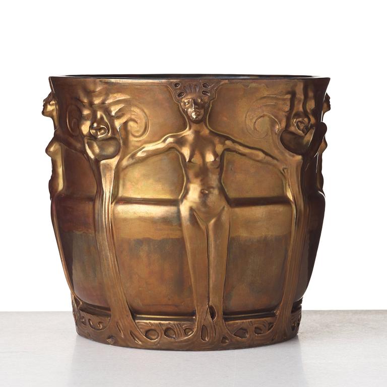 Alf Wallander, an Art Nouveau creamware urn, Röstrand, Sweden circa 1900.