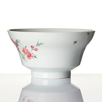 A fine famille rose ''prunus and magnolia' bowl, Qing dynasty.