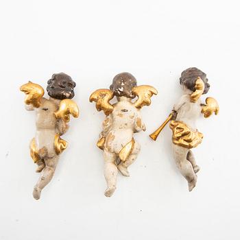 Angels, (decorative elements) 3 pcs 19th century or earlier.
