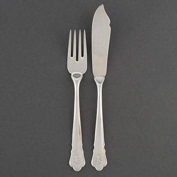 12 psc silver cutlery, 'Chippendale', GAB Stockholm 1937.