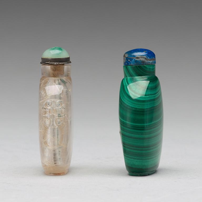 Two Chinese snuff bottles, Qing dynasty, 19th Century.