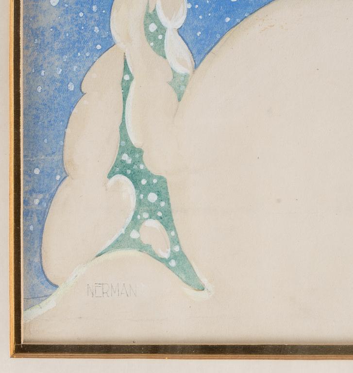 A signed watercolor by Einar Nerman.
