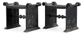 A pair of Folke Bensow cast iron stools, model 'Taburett Nr 1', Näfveqvarn, Sweden circa 1925.