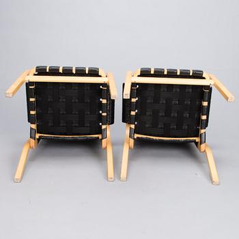 ALVAR AALTO, two late 20th century '45' armchairs for Artek.