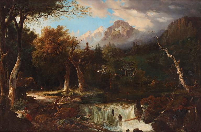 Friedrich August Elsasser, Landscape with waterfall.