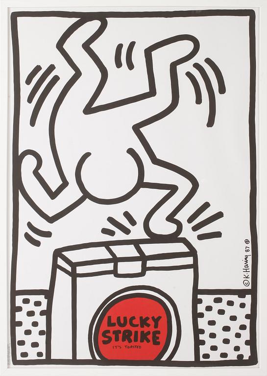 KEITH HARING, efter, "Lucky Strike", tryckt av Albin Uldry Switzerland, signerad och daterad i trycket -87.