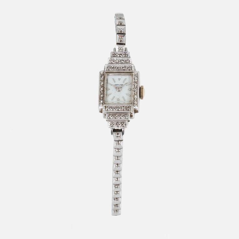 A Hamilton ladies watch 14K white gold and diamond.