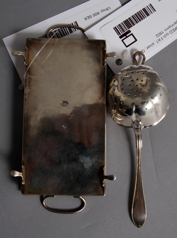STRÖSKED och FAT, silver, GAB 1927 resp Köpenhamn 1902.