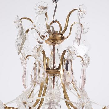 A Swedish Rococo six-light chandelier, 18th century.