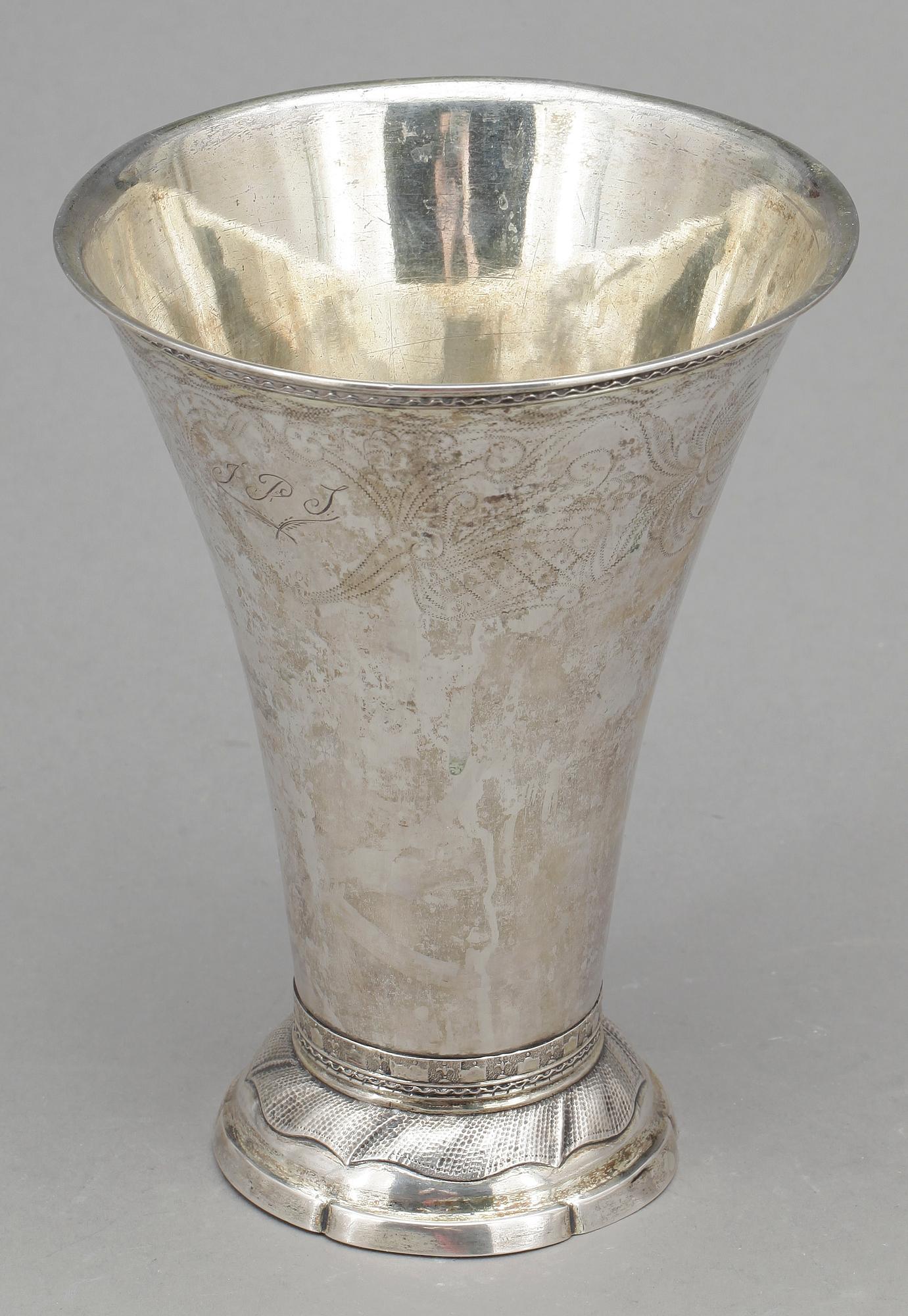 BÄGARE, silver, Johan Leffler, Falun, 1795. Vikt ca 340 gram.