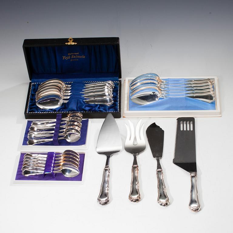 BESTICK, 28 st. silver, Chippendale, finska stämplar 1900-talets slut. Vikt tot. 1049 g.