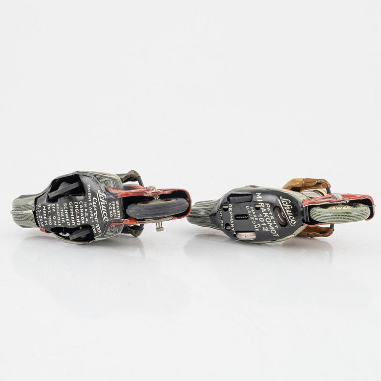 Schuco, motorcycles 2 pcs, "Mirakomot 102" and "Curvo 1000", Germany, mid-20th century.