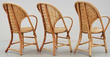 KORGSTOLAR, 3 st, "LC stol", Gösta Westerberg, 1900-talets andra hälft.