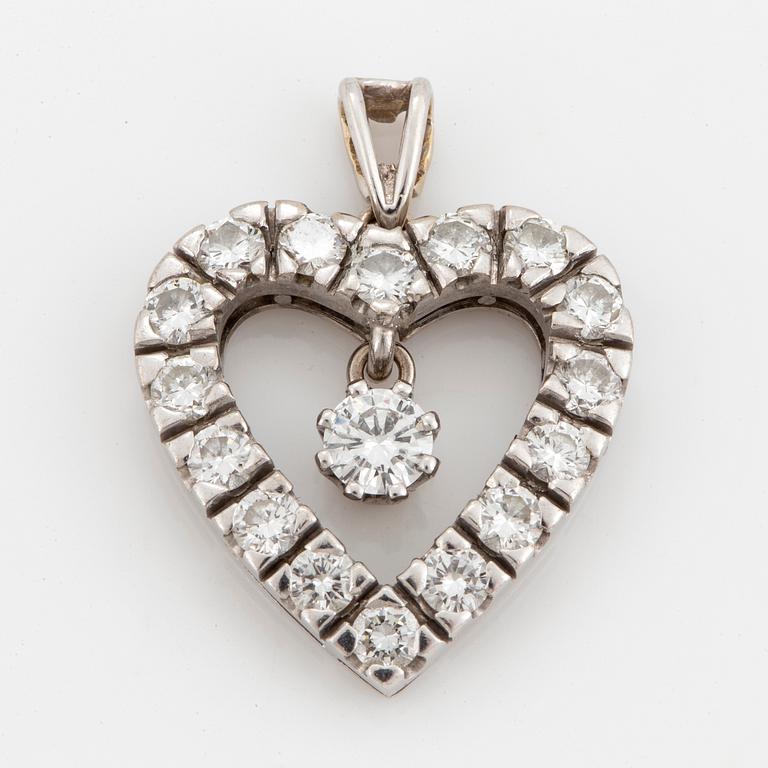 Heart shaped brilliant-cut diamond pendant.