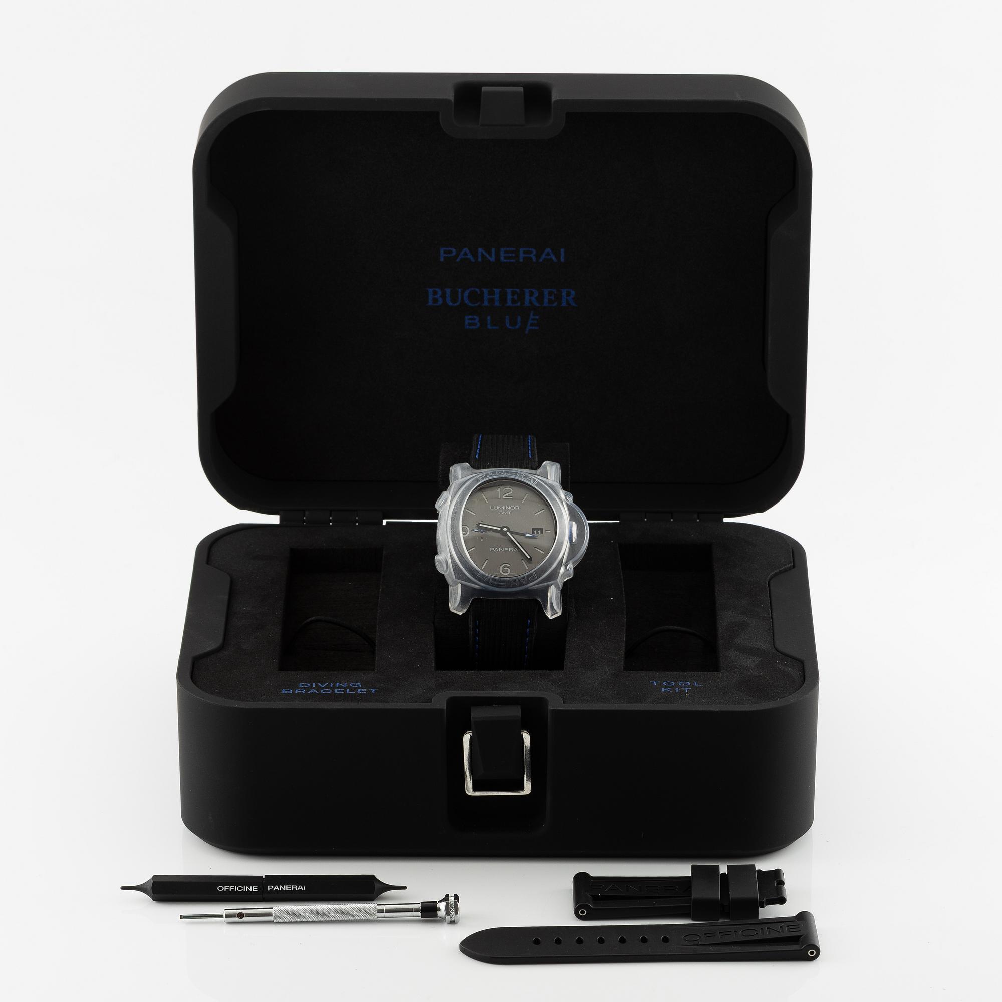 Panerai, Luminor GMT, “Bucherer Blue”, "one of 288", ca 2021.