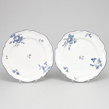 Two Swedish Marieberg dinner plates, dated 2/9 (17)66.