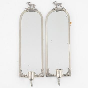 A pair of pewter mirror sconces, Swedish Grace, 1920's/30's.