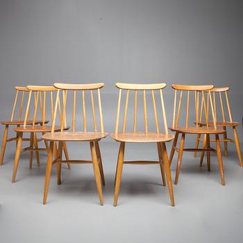 STOLAR, 6 st, "Fanett 55 T", design Ilmari Tapiovaara,  Edsbyverken, 1900-talets mitt.