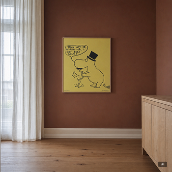 Moomin, offsetposter, "Tänk att få borra hål i sitt eget golv!".