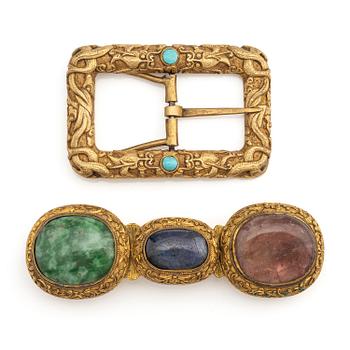 937. A set of two gilded belt-buckles, Qing dynasty, 19th century.