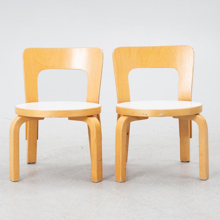 Alvar Aalto, a pair of model N65 children's chairs, Finland, later part of the 20th century.