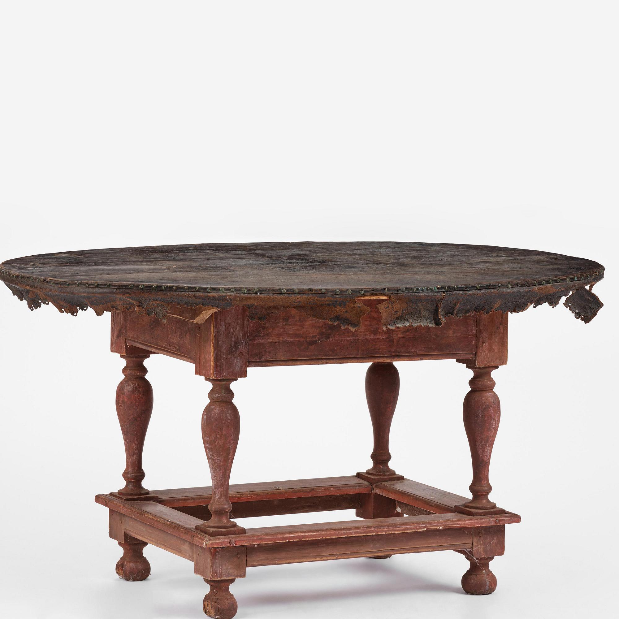 A Swedish leather-clad baroque table, late 17th century / circa 1700.