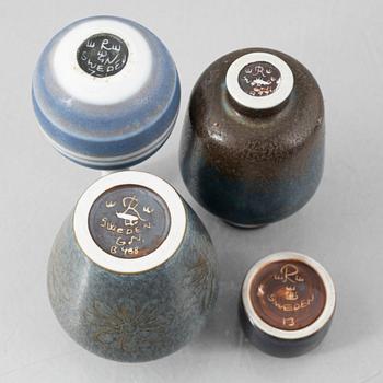 Gunnar Nylund, five stoneware vases and Carl-Harry Stålhane, five stoneware vases, Rörstrand.