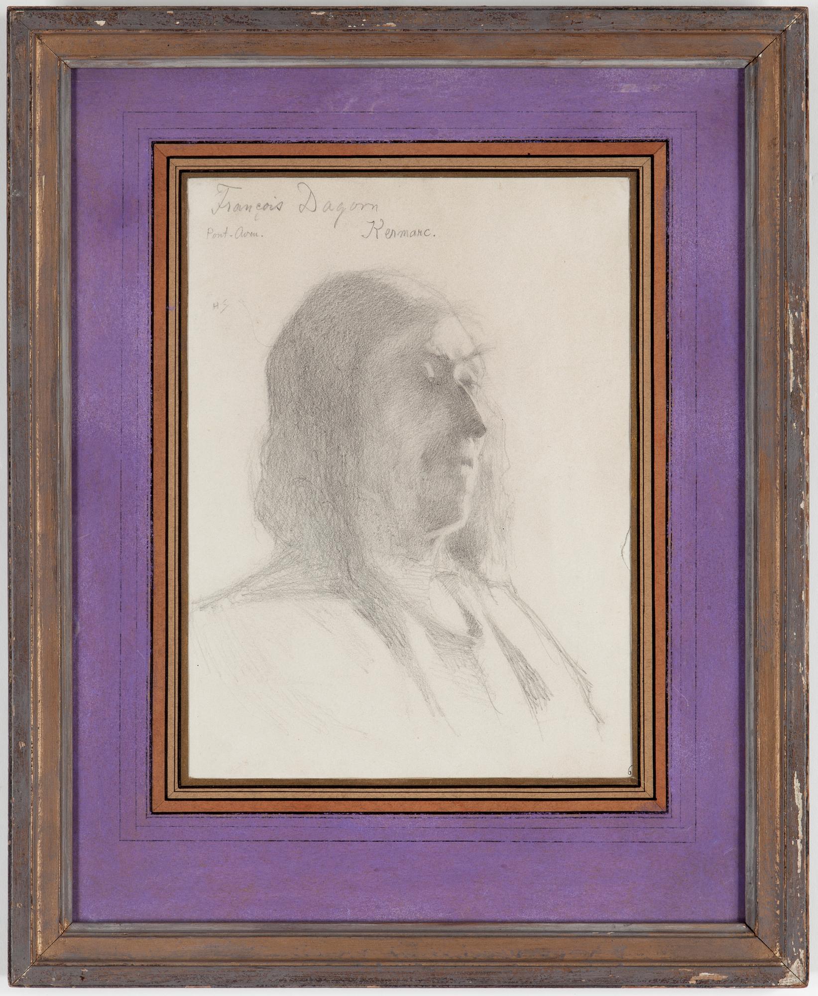 HELENE SCHJERFBECK, blyerts på papper, signerad HS Pont-Aven. Utförd 1883.