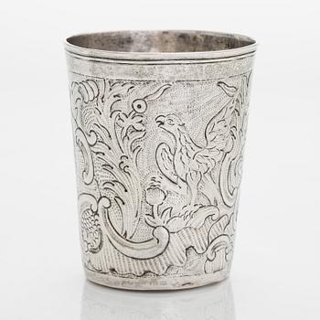 A 1760s silver beaker, maker's mark of Andrey Gerasimov, Moscow.