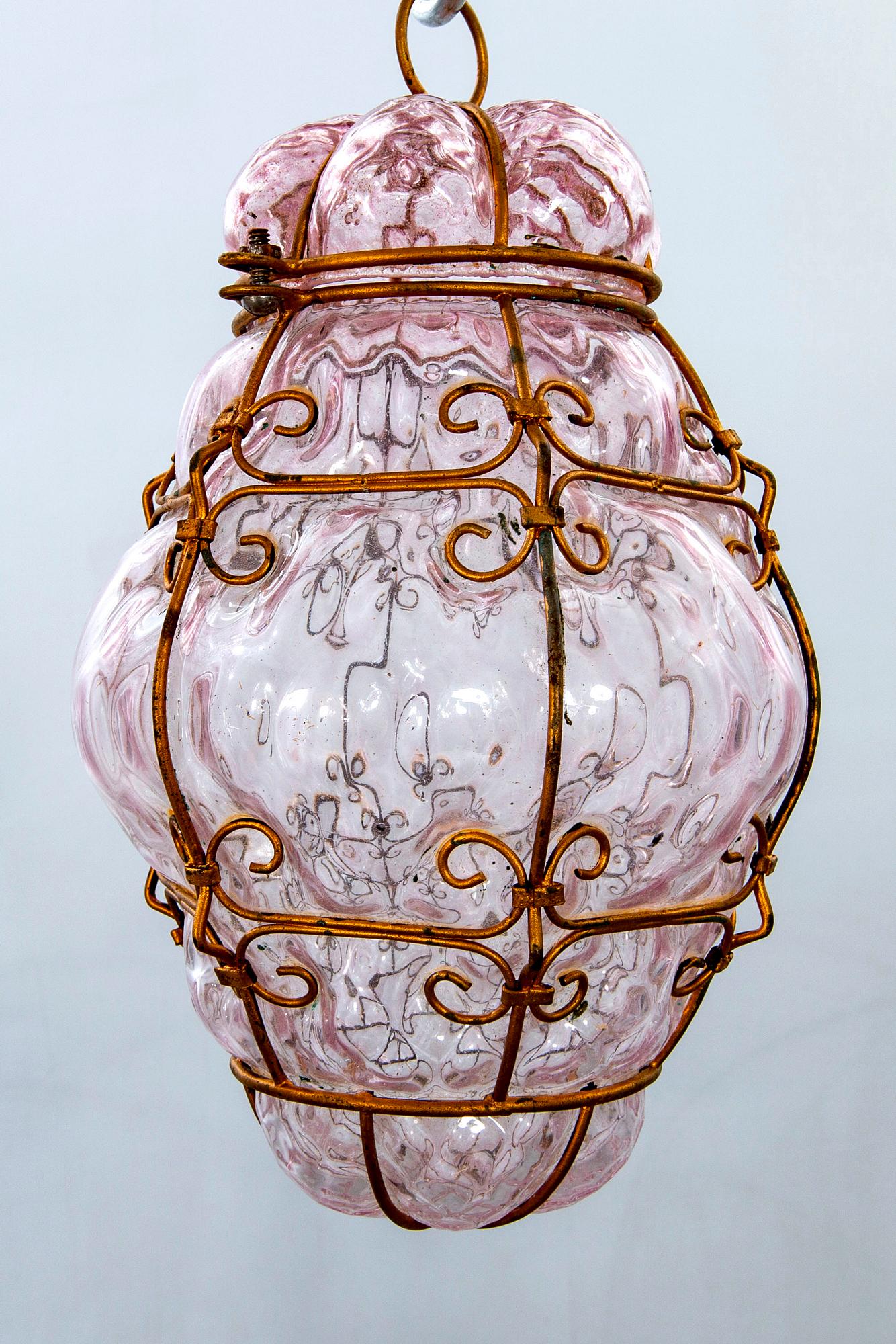Four mid 20th century glass ceiling lamps from Murano, Venice Italy.
