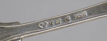 MATGAFFLAR, 6+5+2 st, silver, bl.a. Olof Sedin (1792-1821), Gävle och Olaus Hasselquist, Jönköping, 1788. Vikt 857 g.