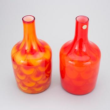 A pair of Elme Glasbruk glass vases, 1960's.