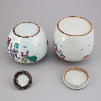 Two chinese jars with covers, China, circa 1900.